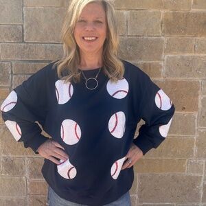 BIBI Sequined Baseball Sweatshirt NWT